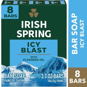 Irish Spring Icy Blast Bar Soap for Men, Mens Bar Soap, 8 Pack, 3.7 Oz Soap Bars